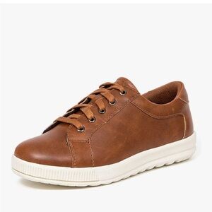 Boys's Casual Brown Leatherette Lace-Up Sneakers
